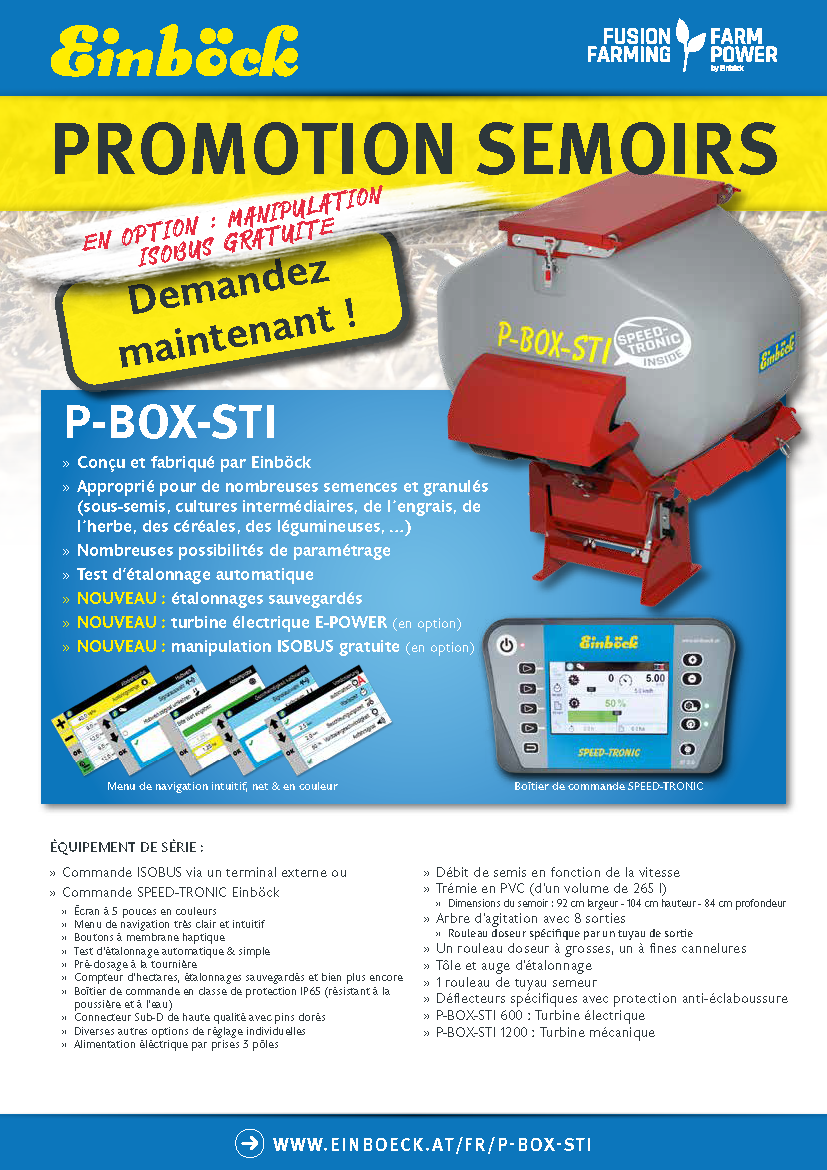 Einböck promotion semoirs 2026